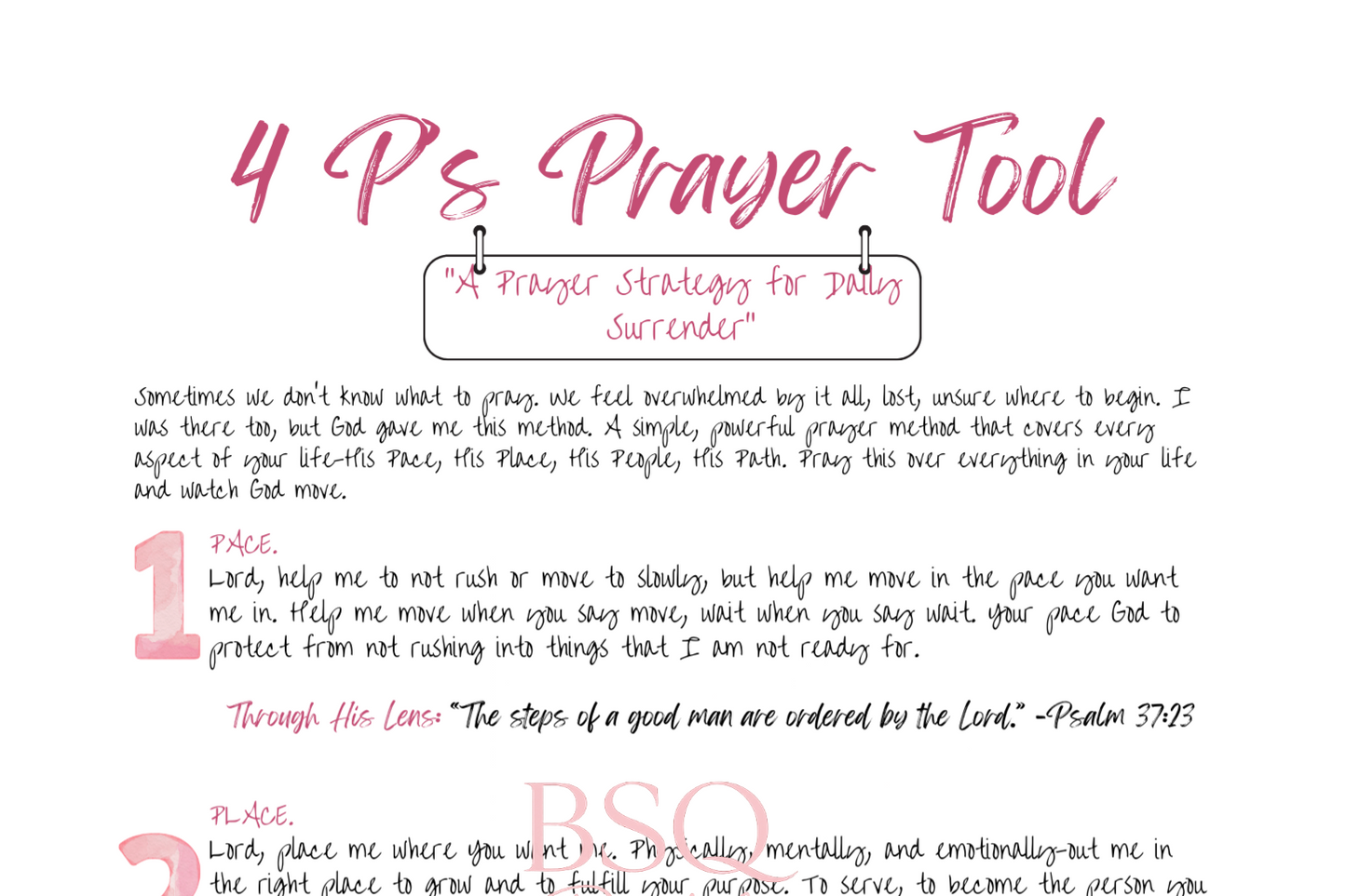 4 P's Prayer Tool